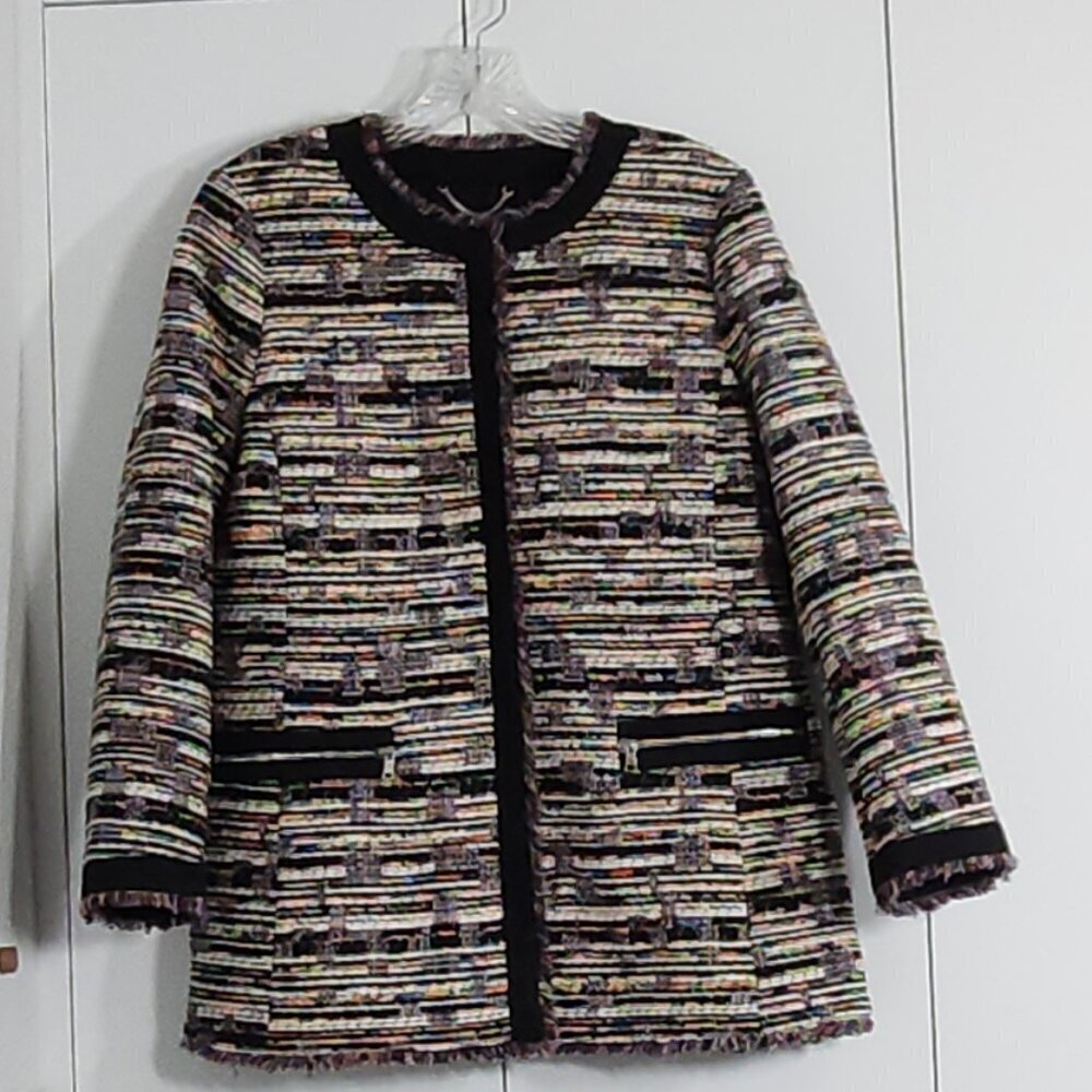 Ann Taylor Suit Blazer Womens Size S Multicolor Front Zipper & Pockets